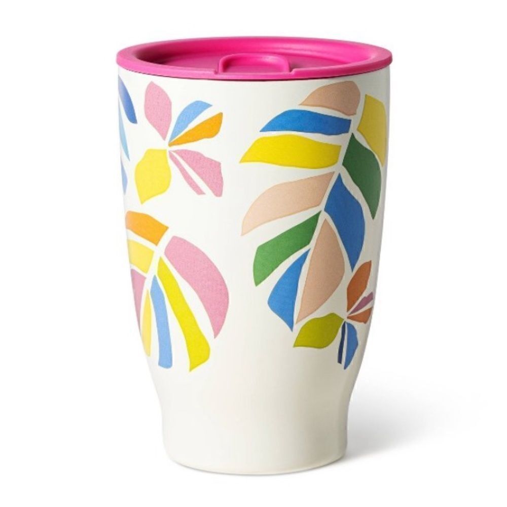 Tabitha  Brown Pastel Palms Steel  Wine Tumbler